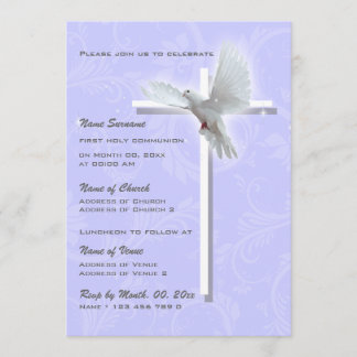 Invitación Paloma religiosa de la confirmación de la comunión