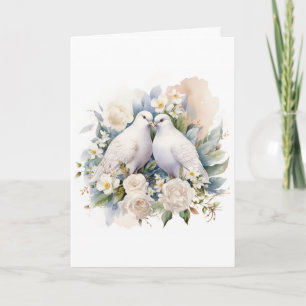 Invitación Palomas blancas de boda acuarela