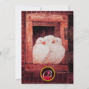 INVITACIÓN PALOMAS BLANCAS EN MONOGRAMA DE BODAS DE VENTANA R