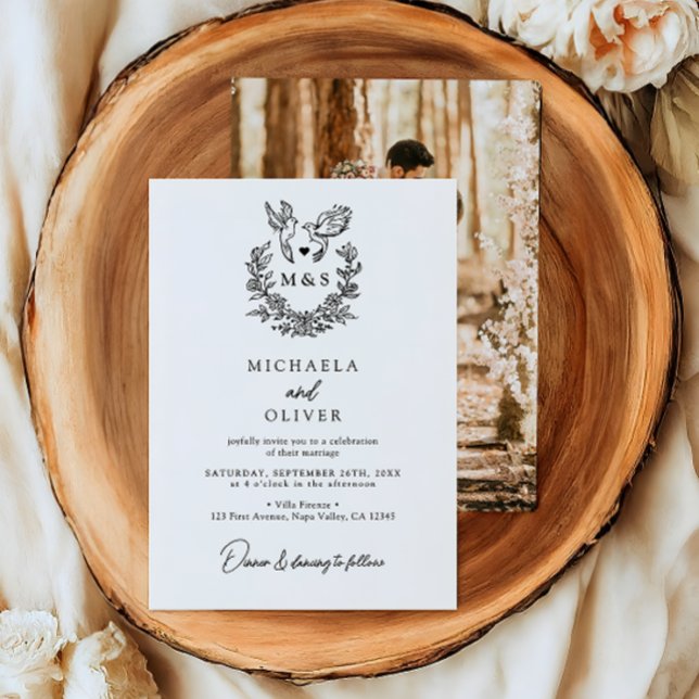 Invitación Palomas botánicas minimalistas Boda de guiones ele (Subido por el creador)