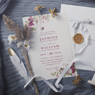 Invitación Palomas de Amor Vintage Elegante Romántico Chic Bo