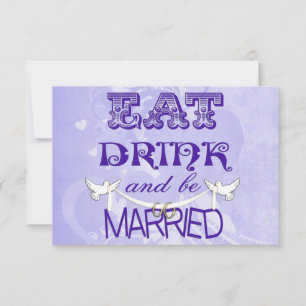 Invitación Palomas de boda sobre RSVP morado