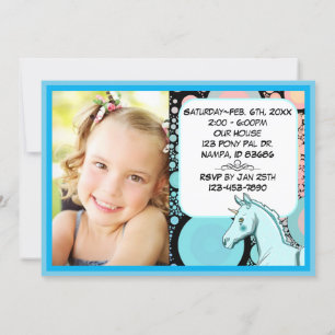 Invitación Palomino Azul Lil Unicornio (círculos abstractos/f