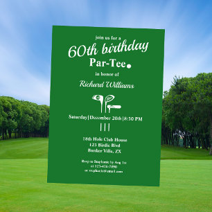 Invitación Palos de Golf Par Tee Verde Blanco Cumpleaños 60
