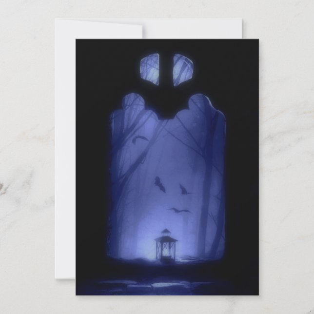 Invitación Palos que vuelan la noche azul misteriosa el | (Anverso)