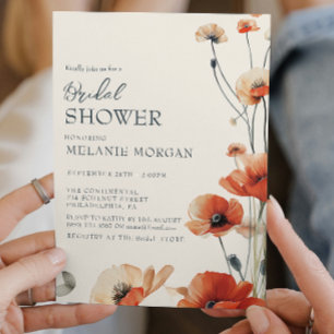 Invitación Pampas Autumn Beige Bridal Shower