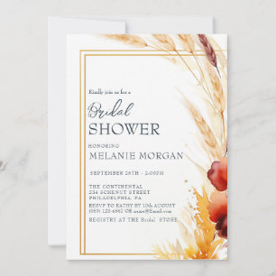 Invitación Pampas Autumn Beige Bridal Shower