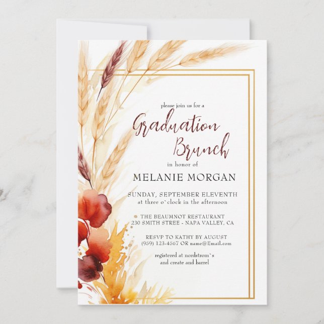 Invitación Pampas Autumn Beige Bridal Shower (Anverso)