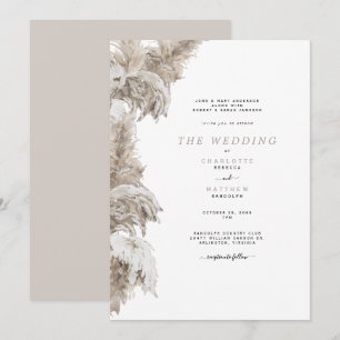 Invitación Pampas Beige Ambos Conjuntos Padres Boda II