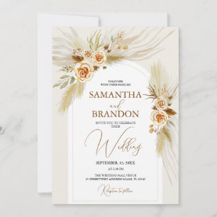 Invitación Pampas boda de boho acuarela de hierba