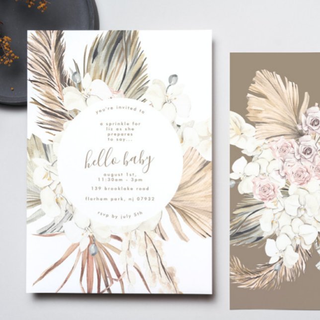 Invitación Pampas Boho Beach Hello Baby Shower (Subido por el creador)