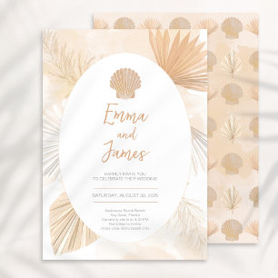Invitación Pampas Boho Palm Ocean Boda