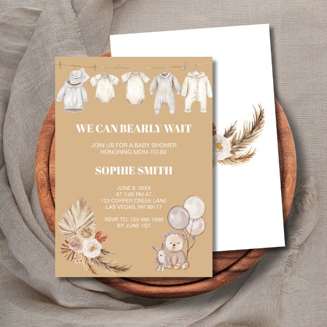 Invitación Pampas Boho Podemos Esperar A Baby Shower (Subido por el creador)