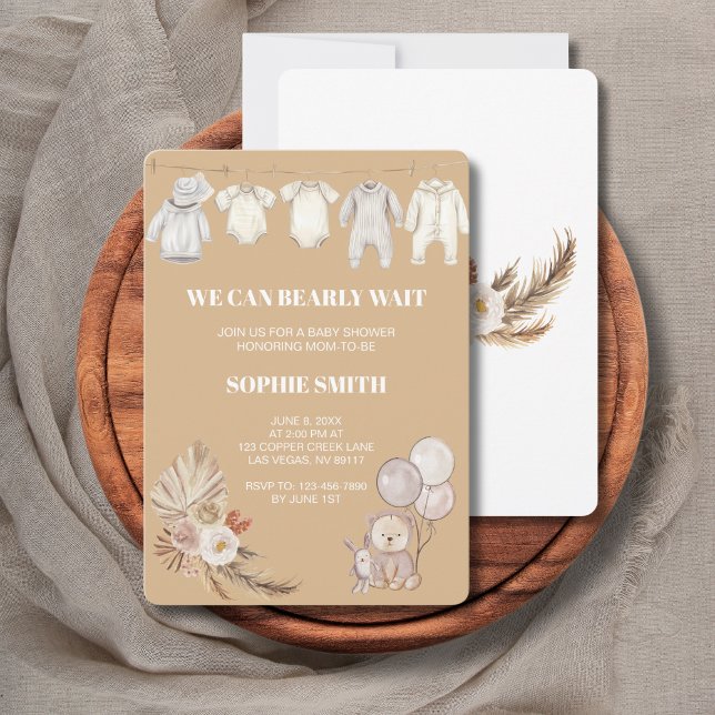 Invitación Pampas Boho Podemos Esperar A Baby Shower (Subido por el creador)