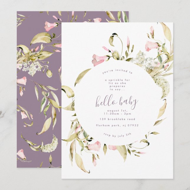 Invitación Pampas Boho Wildflower Garden Hola Baby Shower (Anverso / Reverso)