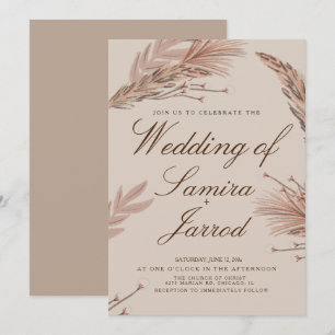 Invitación Pampas Botánicas Naturales Cálidas Botánicas Boda