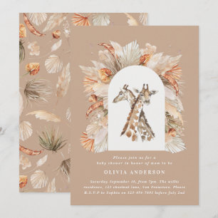 Invitación Pampas botánicas pasto girafa moderna moda safari