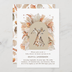 Invitación Pampas botánicas pasto girafa moderna moda safari