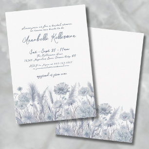 Invitación Pampas Botánicas Polvo Floral Azul Despedida de So