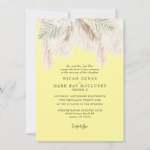 Invitación Pampas Buttery Yellow Simple Boda