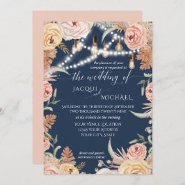 Invitación Pampas de la Marina Encendido Rubor Floral rosa Ed