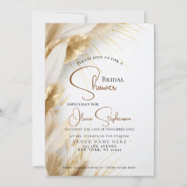 Invitación Pampas de oro floral bohemias de estilo rústico el