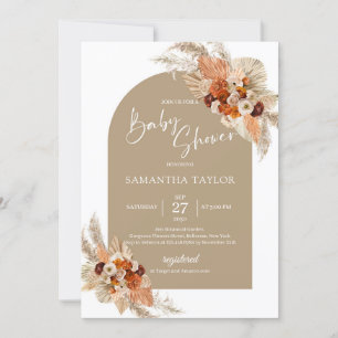 Invitación Pampas de palma secas queman arca naranja burgundi