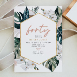 Invitación Pampas de palma tropical rosa rosa de Rubor 40 cum