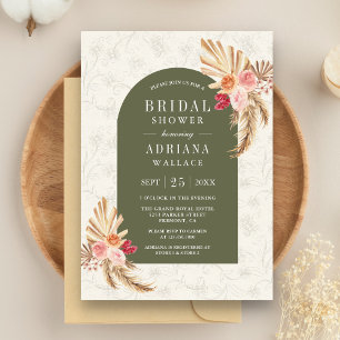 Invitación Pampas Floral Teresa Sage Green Bridal Shower