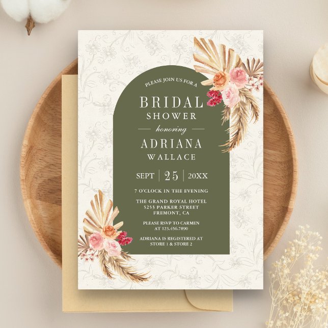 Invitación Pampas Floral Teresa Sage Green Bridal Shower (Subido por el creador)