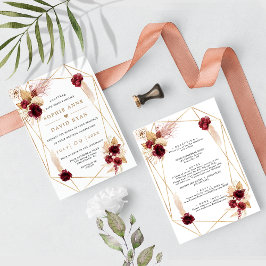 Invitación Pampas Florales Borgoñonas Todo En Un Boda