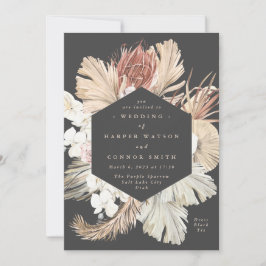 Invitación Pampas Florales De Carbón Jungla Tropical De Grasa