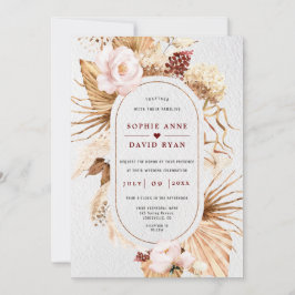 Invitación Pampas Florales Rosa Palm De Hierro De Hierro Pamp