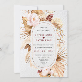 Invitación Pampas Florales Rosa Palm De Hierro De Hierro Pamp