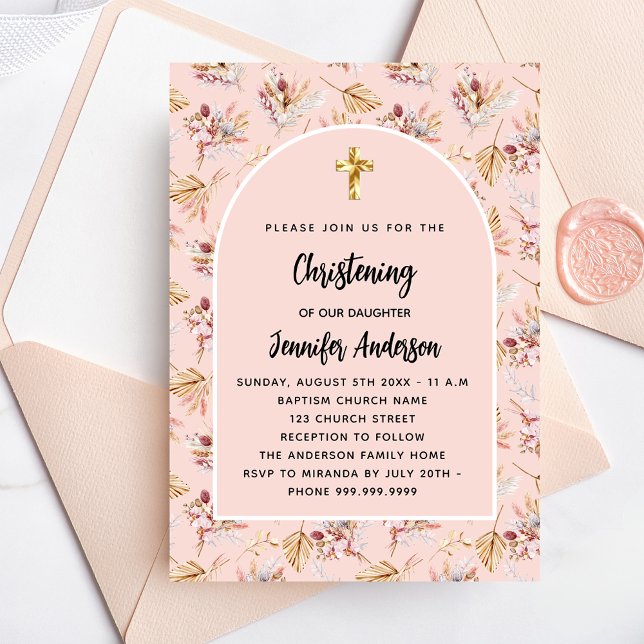 Invitación Pampas floras rosa oro rosa lujo (Subido por el creador)