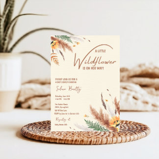 Invitación Pampas Grass A Little Wilflower Baby Shower