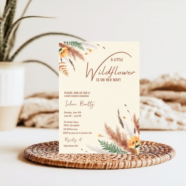 Invitación Pampas Grass A Little Wilflower Baby Shower (Subido por el creador)