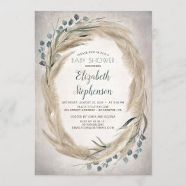 Invitación Pampas Grass and Greenery Boho Baby Shower