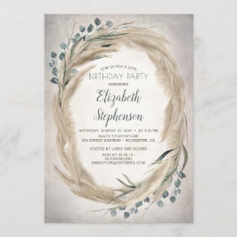 Invitación Pampas Grass and Greenery Boho Moda Cumpleaños
