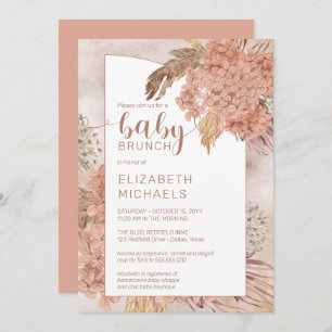 Invitación Pampas Grass and Hydrangeas Blooms Baby Brunch Inv