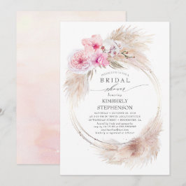Invitación Pampas Grass and Pink Orchids Exotic Bridal Shower