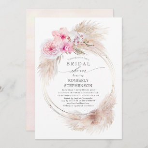 Invitación Pampas Grass and Pink Orchids Exotic Bridal Shower
