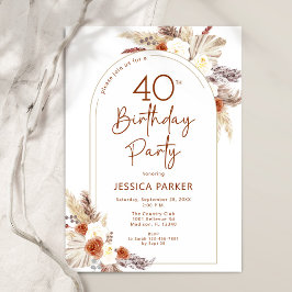 Invitación Pampas Grass Arch Terracotta Boho 40º cumpleaños