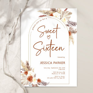 Invitación Pampas Grass Arch Terracotta Boho Sweet 16