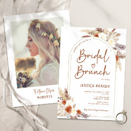 Invitación Pampas Grass Arch Terracotta Foto Brunch de novia