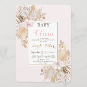 Invitación Pampas Grass baby shower chica