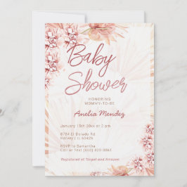 Invitación Pampas Grass Baby Shower Neutral Chica Boy Bohemia