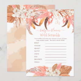 Invitación Pampas Grass Baby Shower Word Scramble Game Card