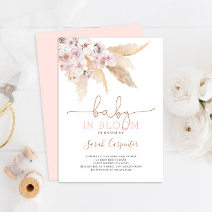 Invitación Pampas Grass Bebé en una ducha de flores invitació