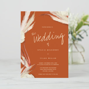Invitación Pampas Grass Boda de Naranja Quemado Botánico